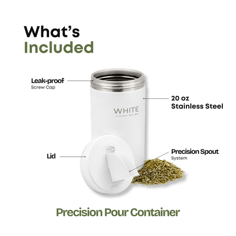Yerba Mate Container 20 oz stainless steel precision pour container with leak-proof screw cap and lid