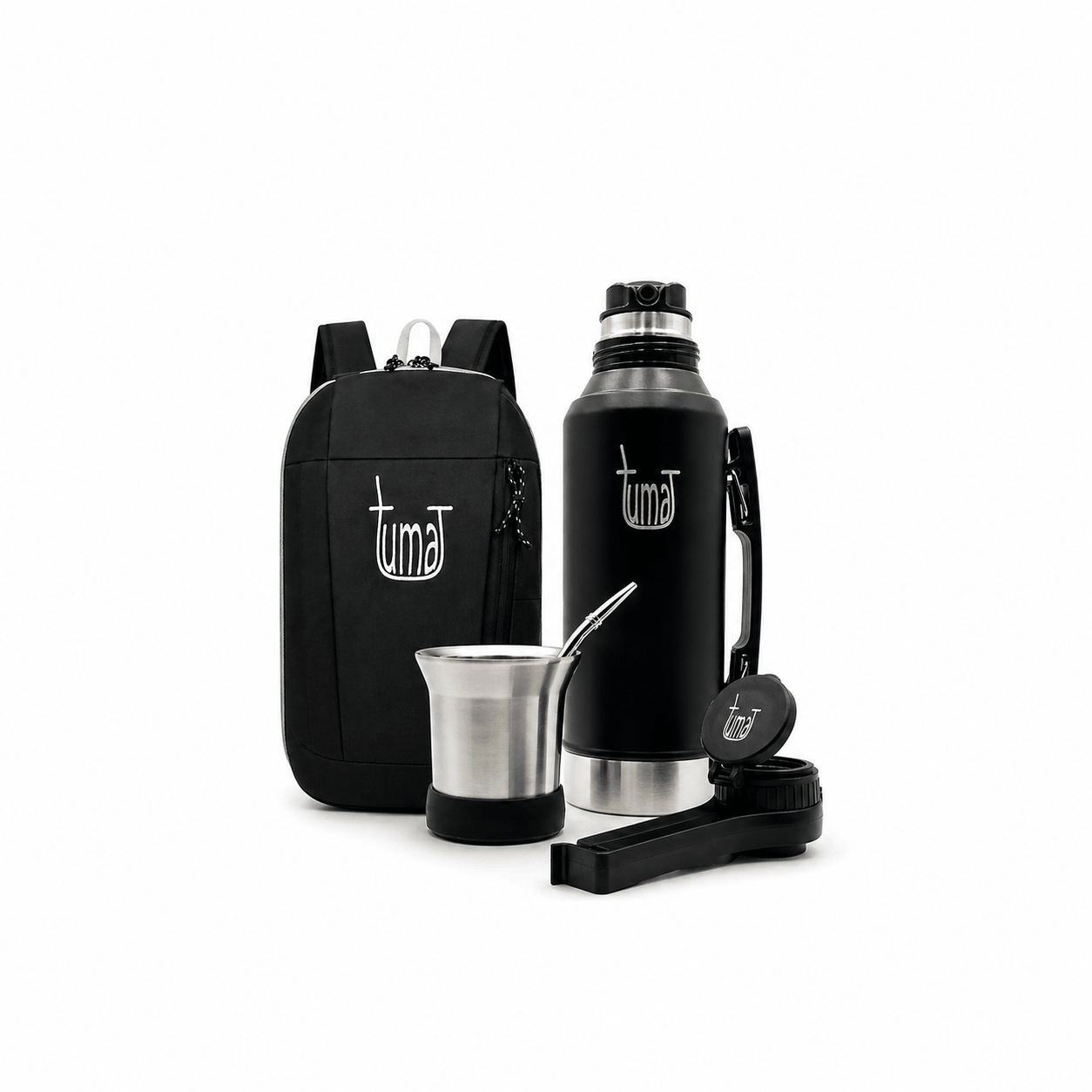 Yerba Mate Kit To Go with thermos, mate cup, backpack, and accessories for travel and home brewing