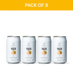 Pack of 8 Kimino Yuzu Sparkling Water cans, featuring refreshing Japanese citrus flavor